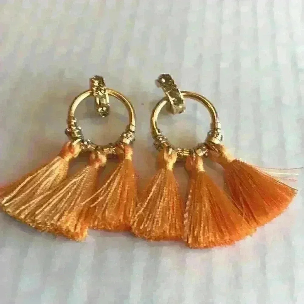 J Crew new Pave Rusted Tassel Earrings